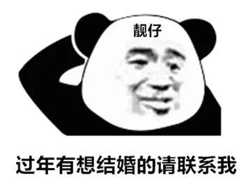 靓仔过年有想结婚的请联系我(熊猫头撩妹撩汉表情包)