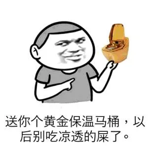 送你个黄金保温马桶.以后别吃凉透的屎了.
