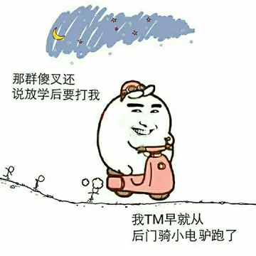 那群傻叉还说放学后要打我，我TM早就从后门骑小电驴跑了