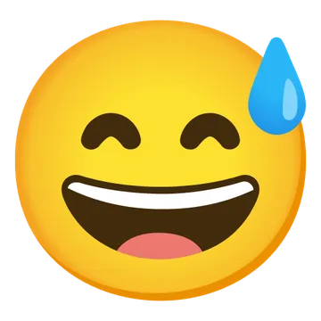 Grinning face with sweat