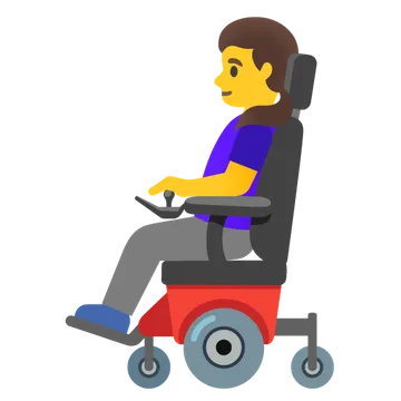 Woman in motorized wheelchair