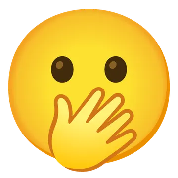 Face with open eyes and hand over mouth