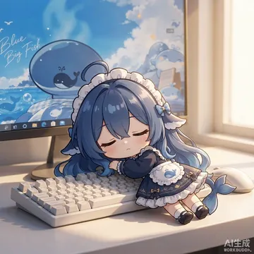 趴在键盘上睡着了