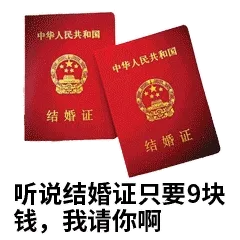 听说结婚证只要9块钱，我请你啊