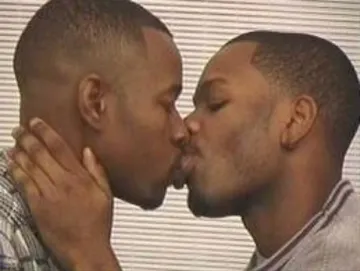 2 gay black mens kissing