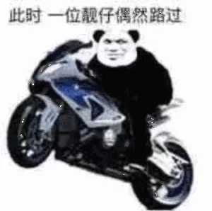 骑摩托：此时一位靓仔偶然路过