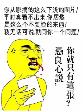 你从哪搞的这么下流的图片！平时真看不出来，你居然是这么个不要脸的东西！我无话可说，就问你一个问题！凭良心说，你就只有这张？