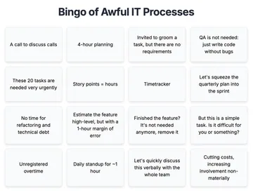 Bingo Of Awful IT Processes