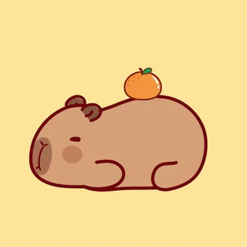 卡皮巴拉水豚萌萌趴着卡通形象原创插画设计表情包 水豚