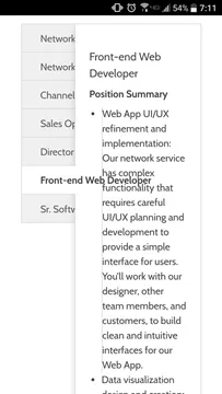 Now hiring front end developer