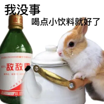 鼠鼠表情包 我没事 喝点小饮料就好了