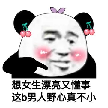 想女生漂亮又懂事，这b男人野心真不小 - 沙雕熊猫头表情包