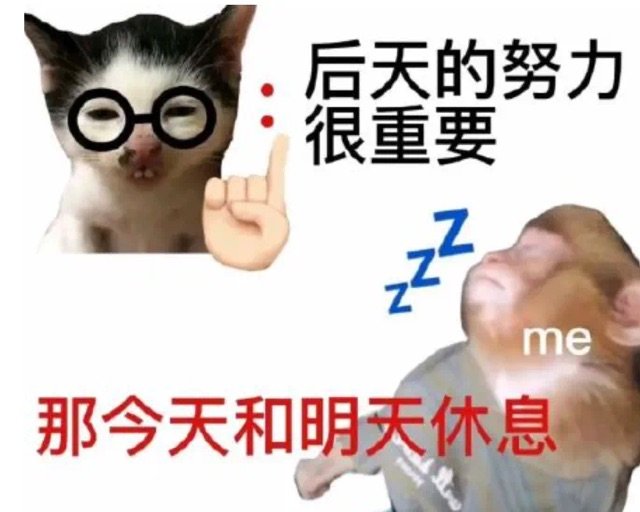 后天的努力很重要Zme那今天和明天休息