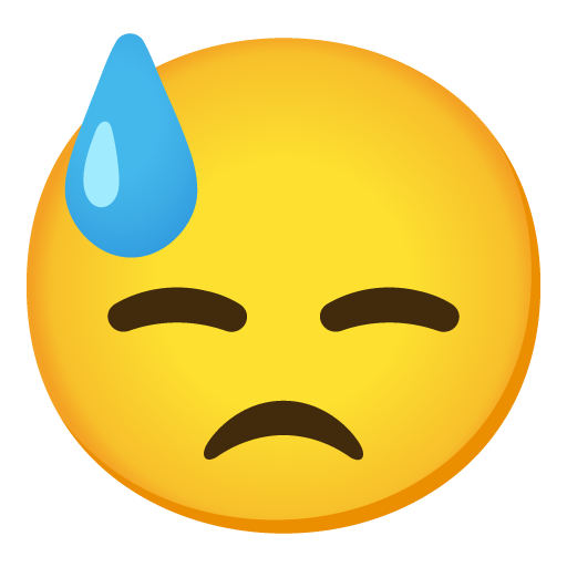 Downcast face with sweat