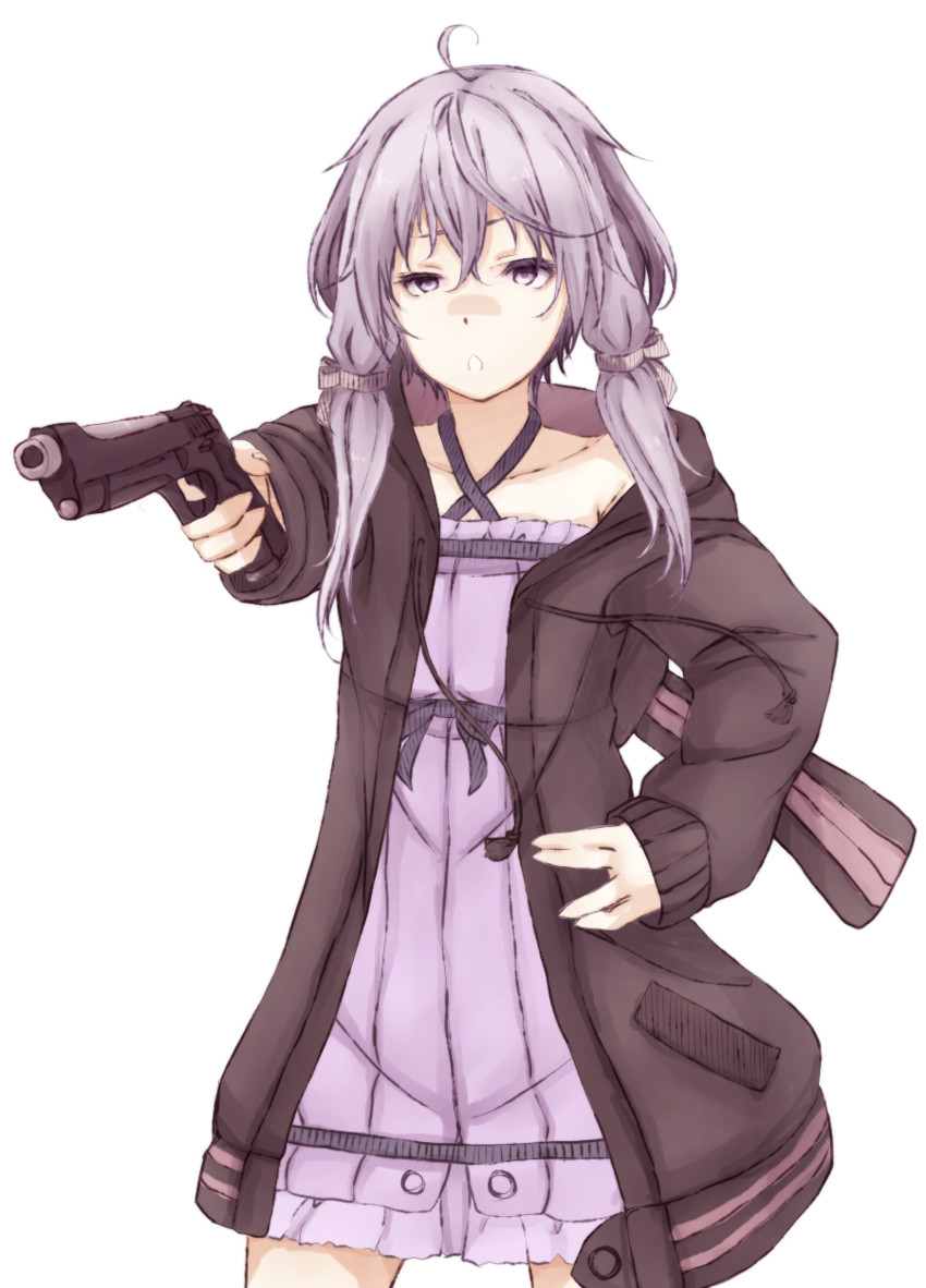 yuziki yukari with a gun