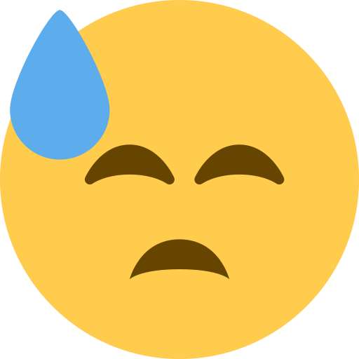 Downcast face with sweat
