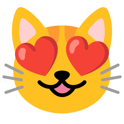 Smiling cat with heart-eyes