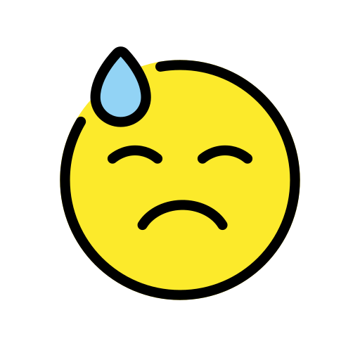 Downcast face with sweat